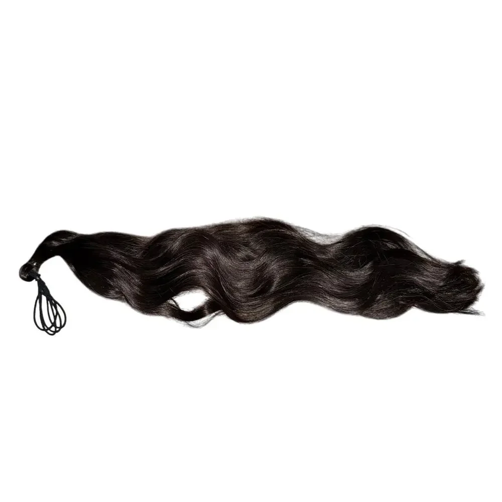 18 Inch Flexible Wrap Around Ponytail Extension Hair Extension Wavy Dark Brown